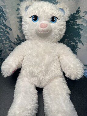 Build A Bear Frozen II 2 ELSA Stuffed White & Glitter Fur Bear Plush Toy-Used
